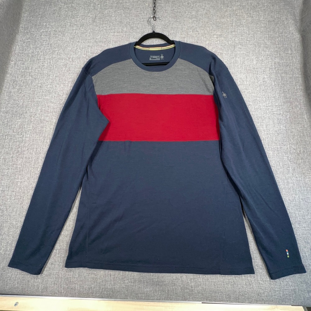 Smartwool Merino 250 Thermal Base Layer Crew Men XL Slim Fit Colorblock LS Shirt